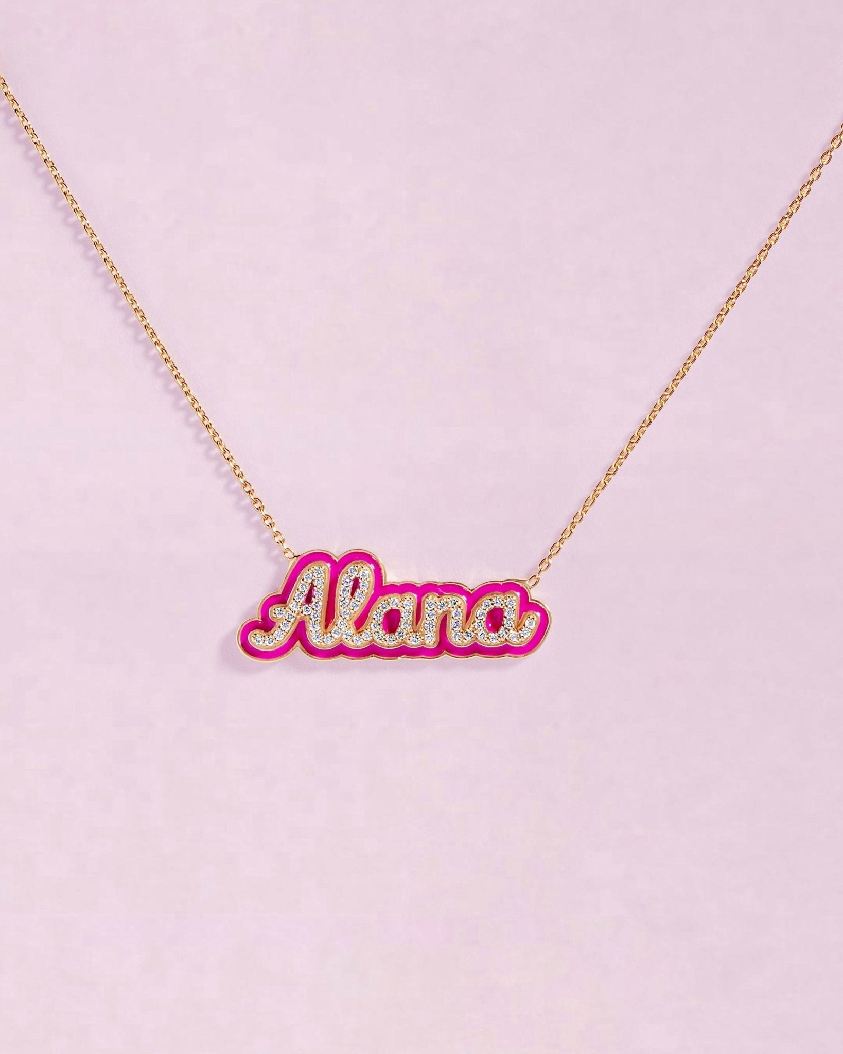 Enamel Outline Script Name Necklace - Sparkle Society