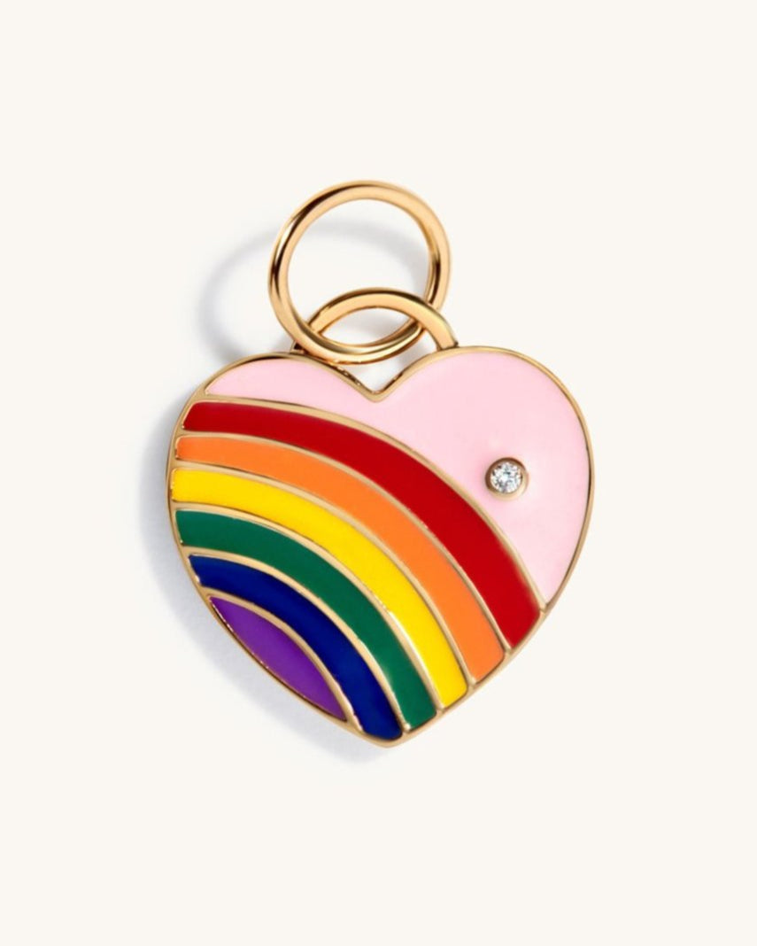 Enamel Rainbow Heart Necklace Charm - Sparkle Society