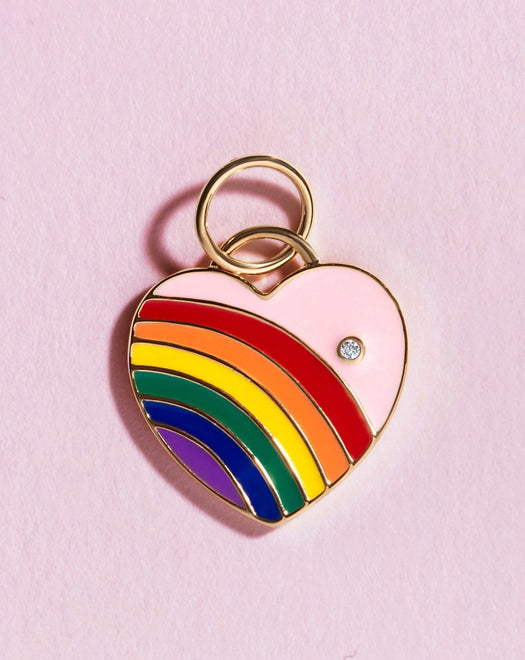 Enamel Rainbow Heart Necklace Charm - Sparkle Society