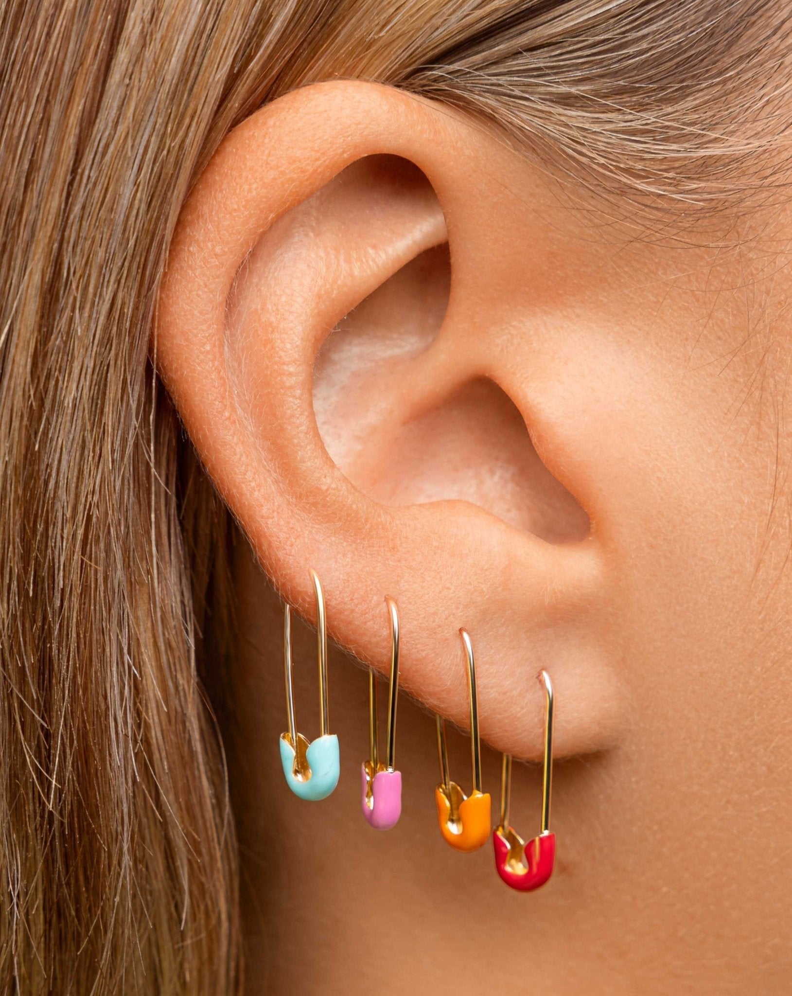 Enamel Safety Pin Earrings - Sparkle Society