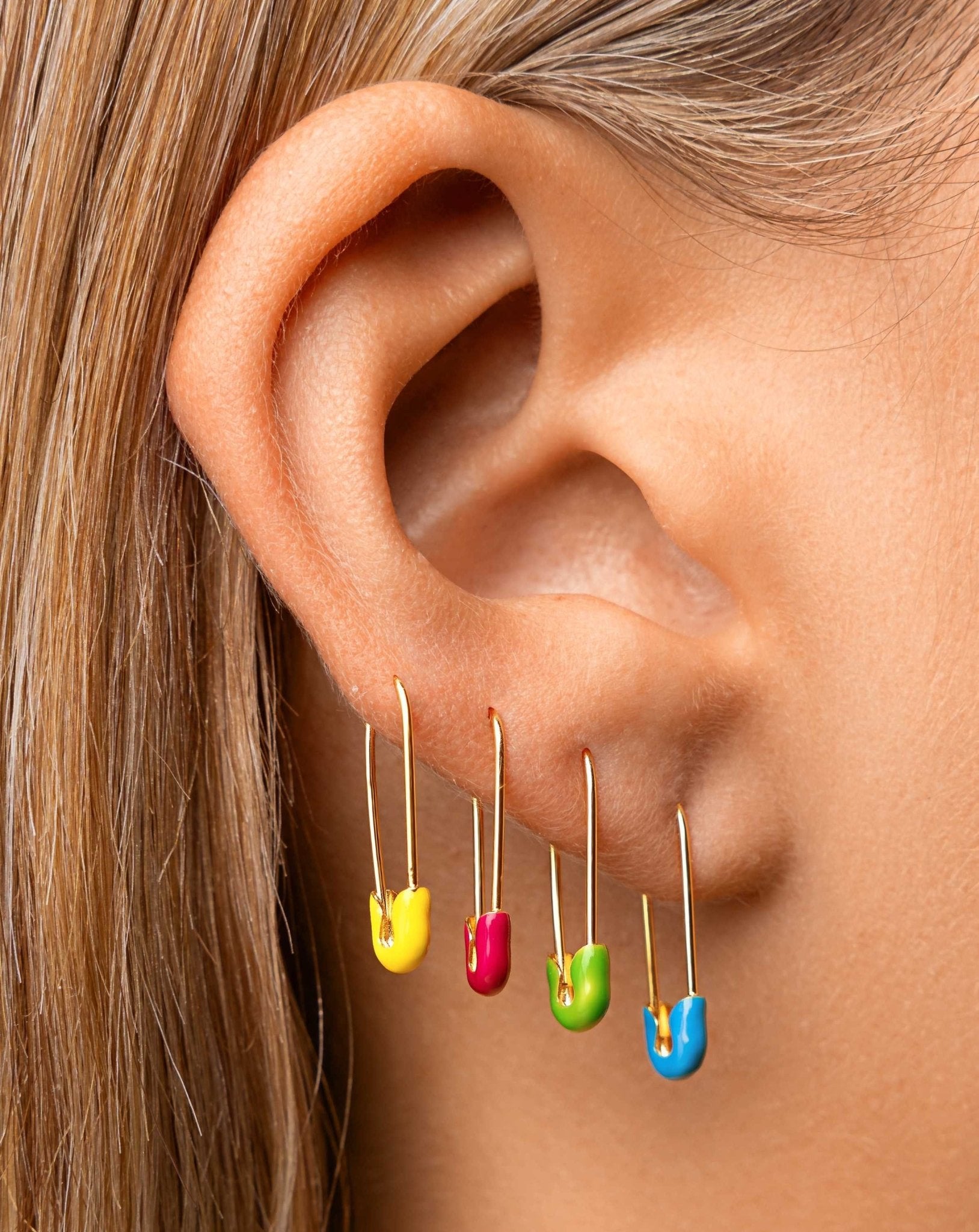 Enamel Safety Pin Earrings - Sparkle Society