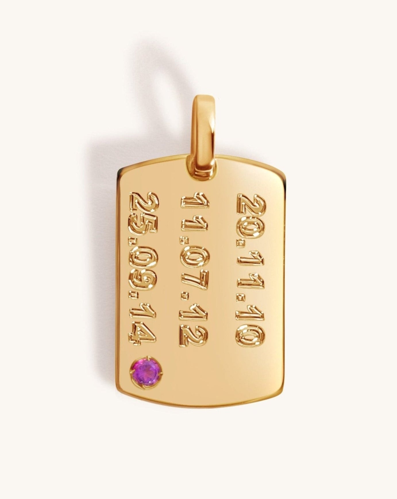 Engravable Solid Gold And Single Gemstone ID Tag - Sparkle Society