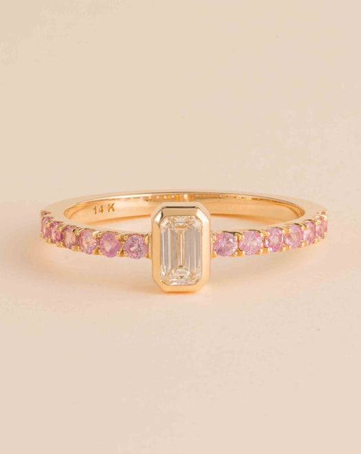Fancy Diamond Bezel Gemstone Band Ring - Sparkle Society