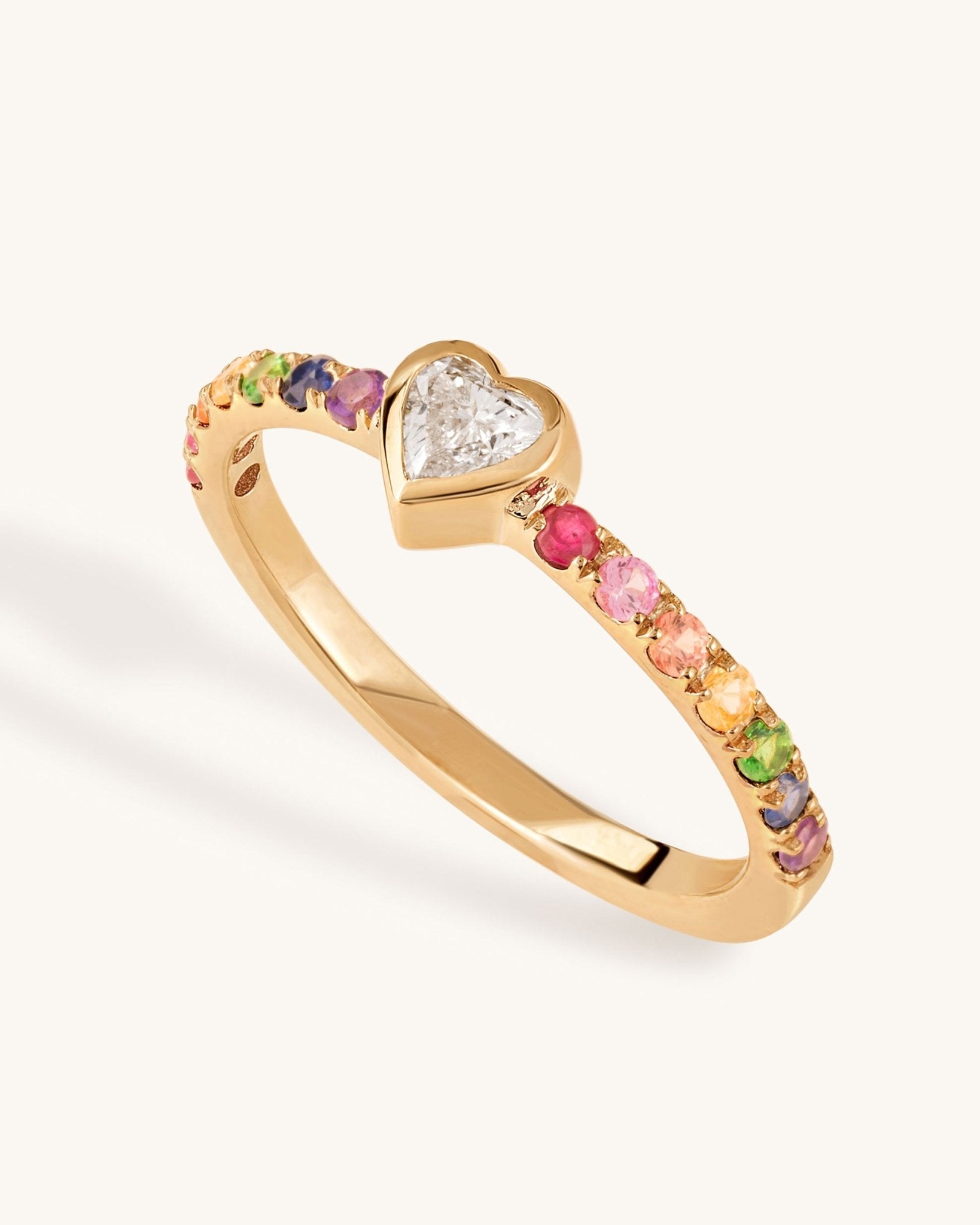 Fancy Diamond Bezel Rainbow Band Ring - Sparkle Society