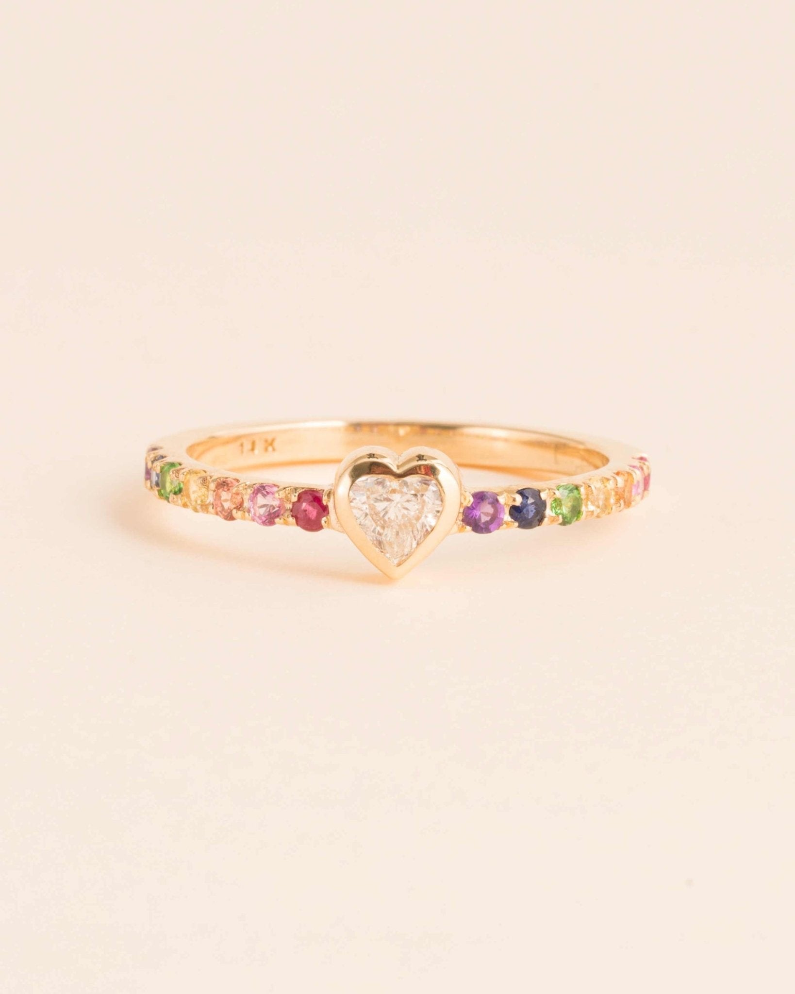 Fancy Diamond Bezel Rainbow Band Ring - Sparkle Society