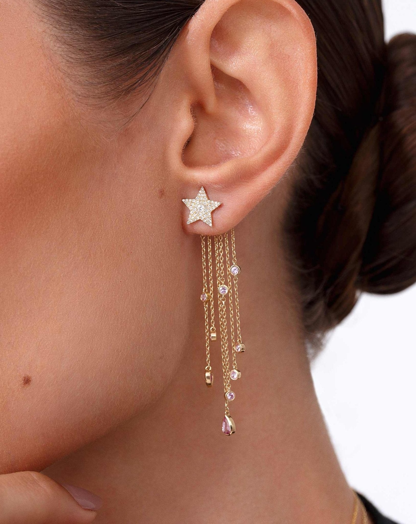 Fancy Shape Gemstone Fringe Earring Jacket - Sparkle Society
