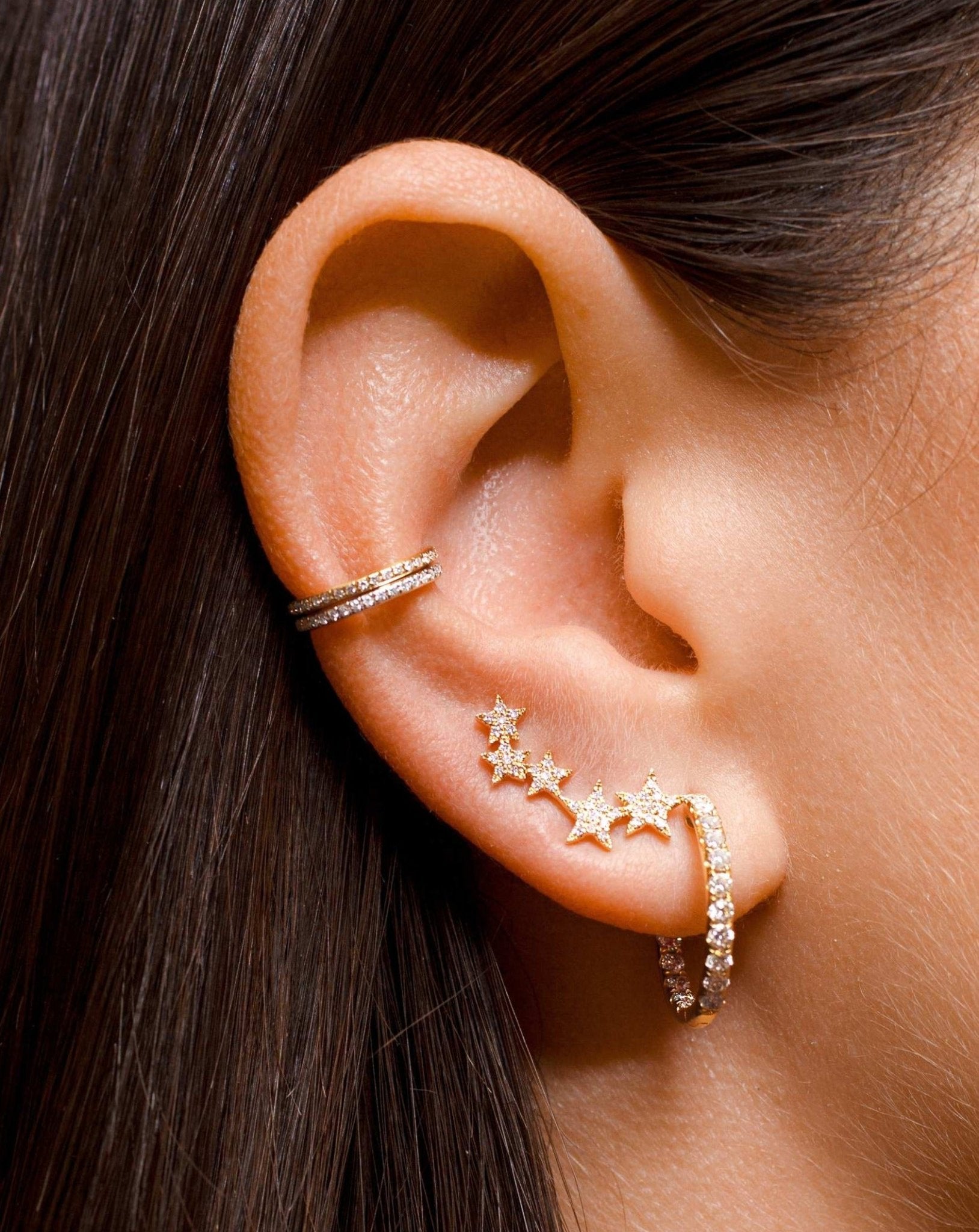 Five Diamond Star Ear Crawler - Sparkle Society