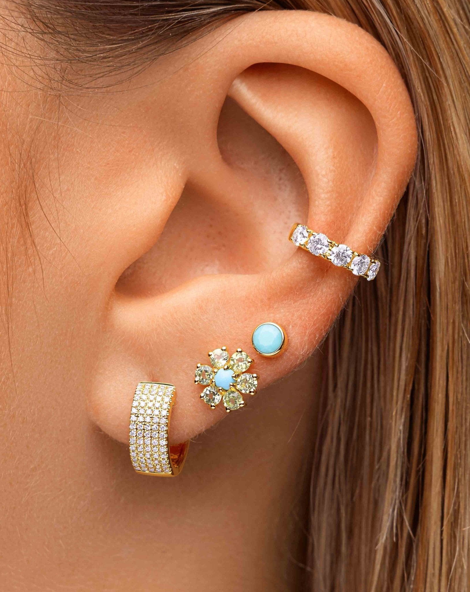 Five Row Diamond Huggie Earrings - Sparkle Society