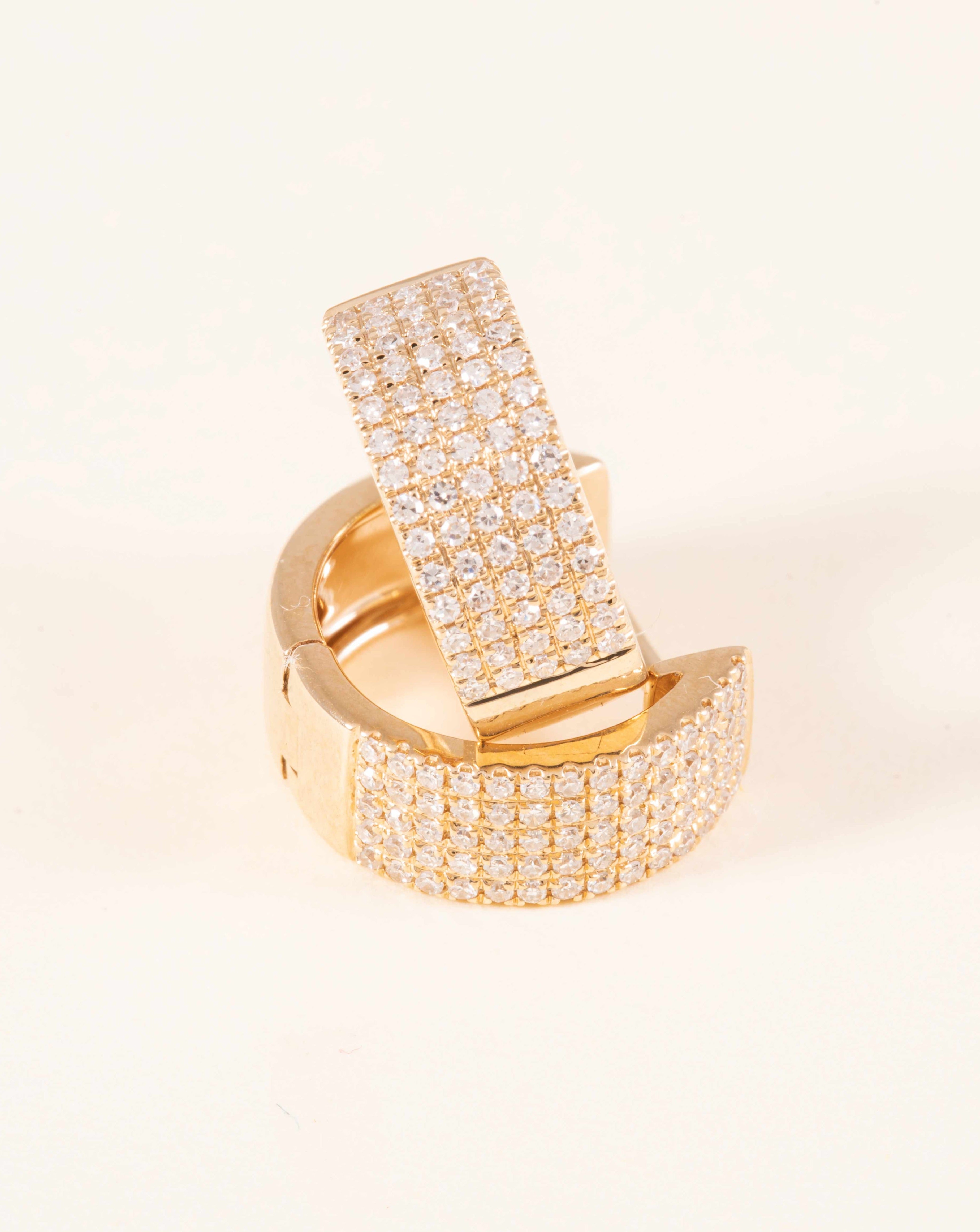 Five Row Diamond Huggie Earrings - Sparkle Society