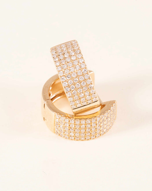 Five Row Diamond Huggie Earrings - Sparkle Society