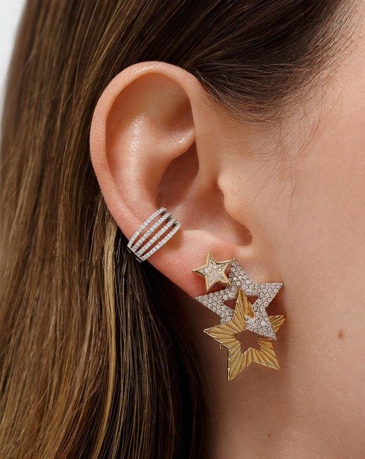 Four Row Diamond Ear Cuff - Sparkle Society