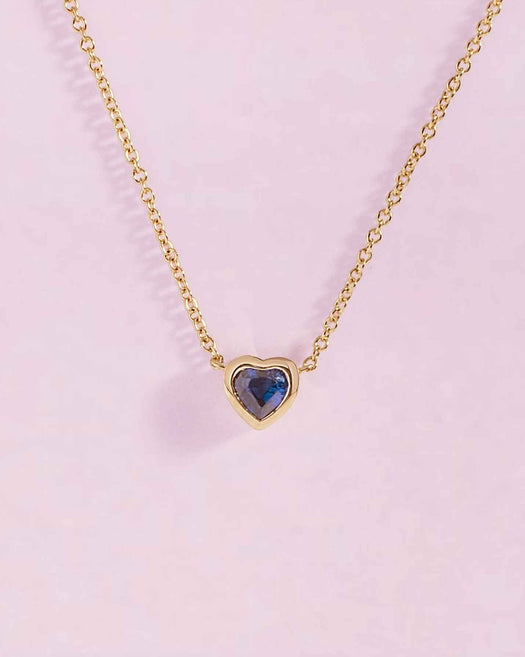 Gemstone Bezel Heart Necklace - Sparkle Society