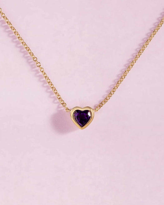 Gemstone Bezel Heart Necklace - Sparkle Society