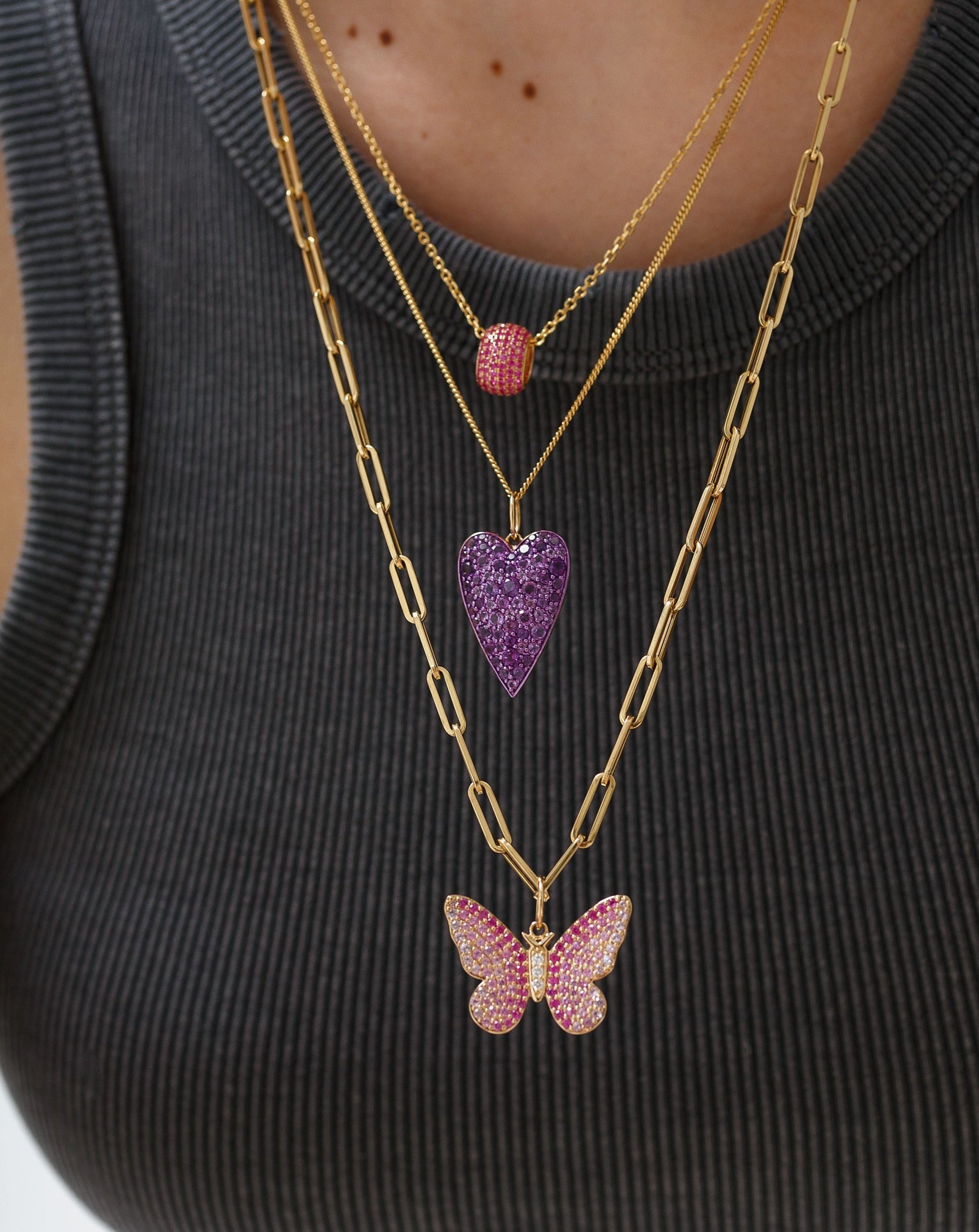 Gemstone Butterfly Necklace Charm - Sparkle Society