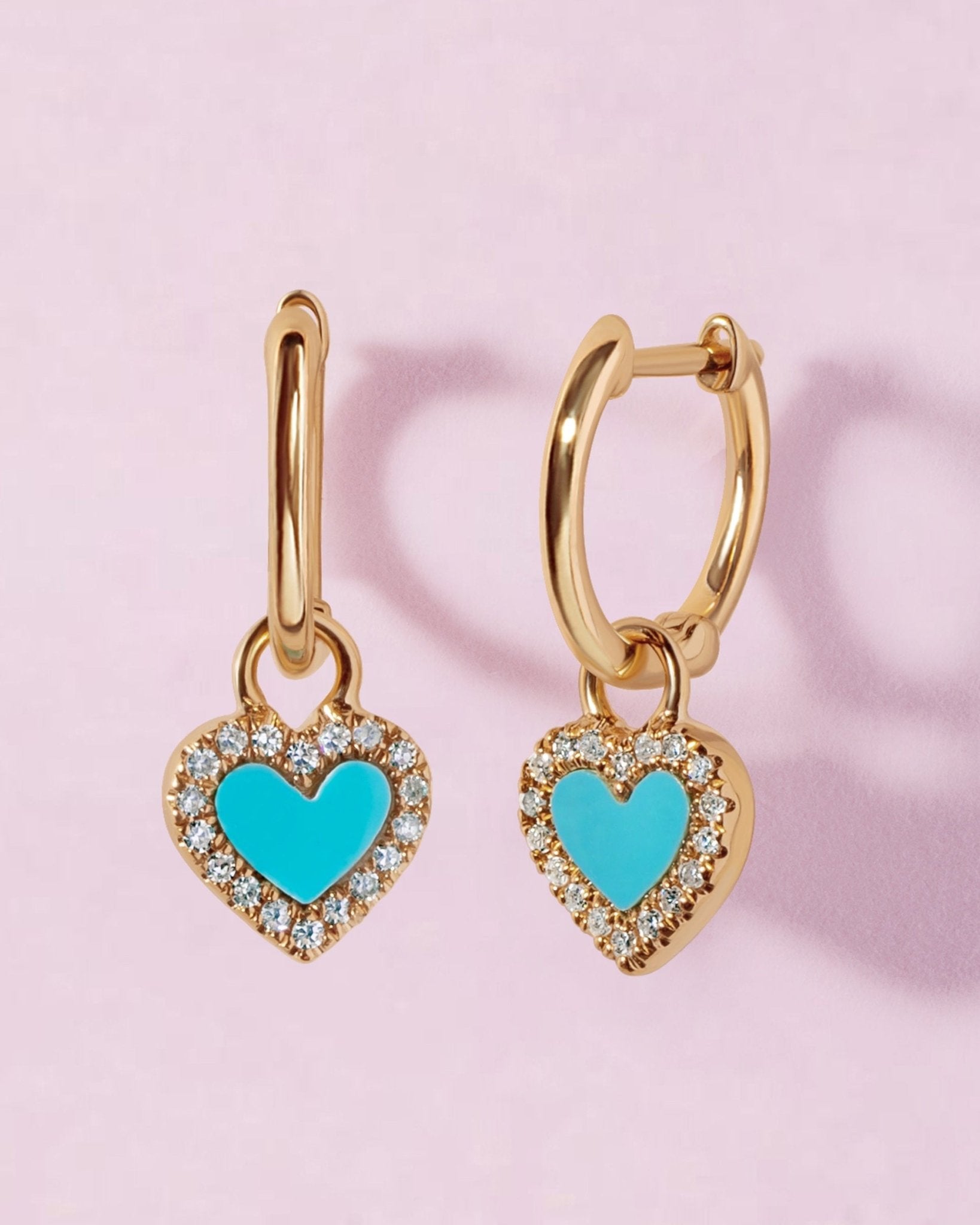 Gemstone Heart Charm Huggies - Sparkle Society