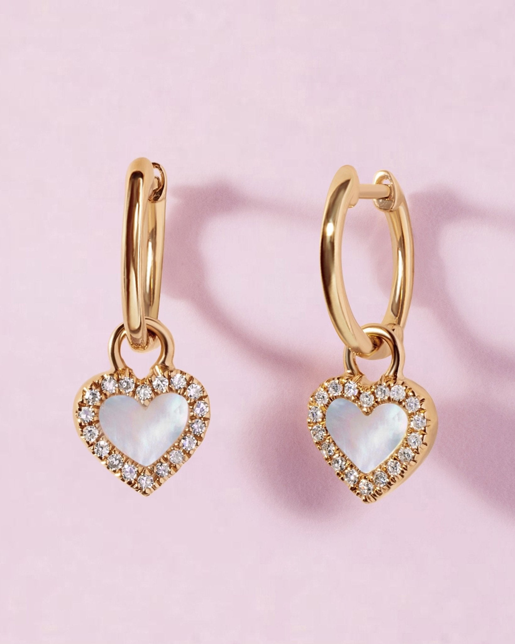 Gemstone Heart Charm Huggies - Sparkle Society