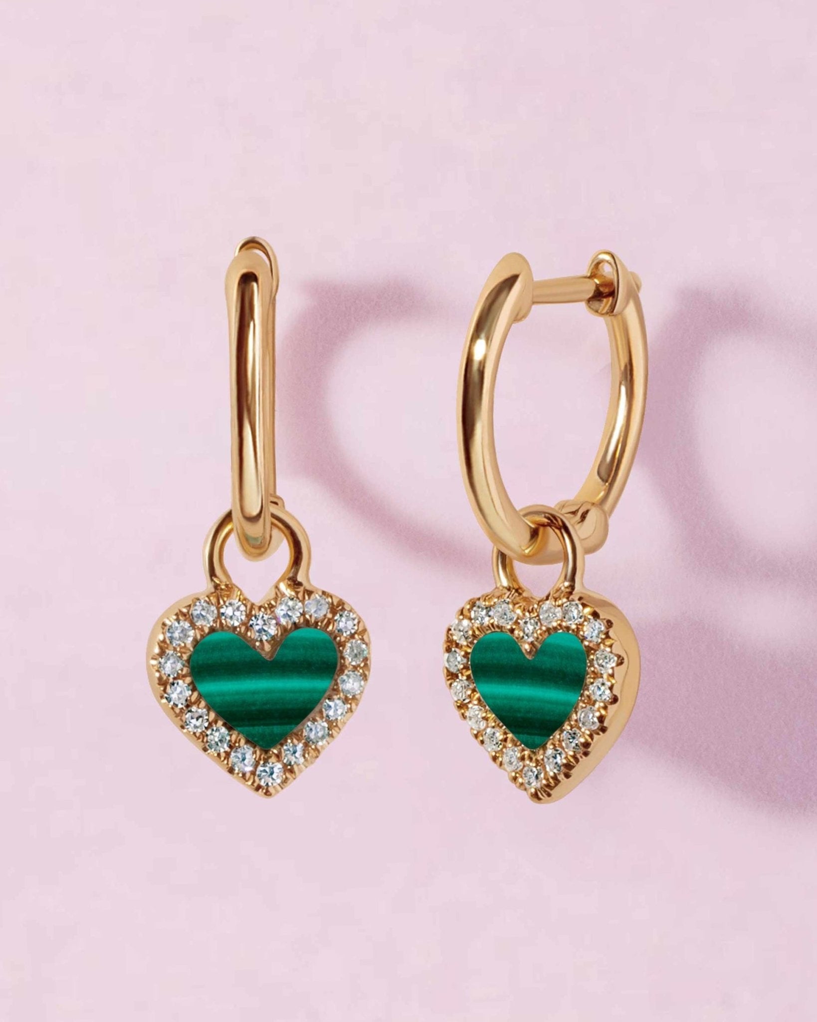 Gemstone Heart Charm Huggies - Sparkle Society