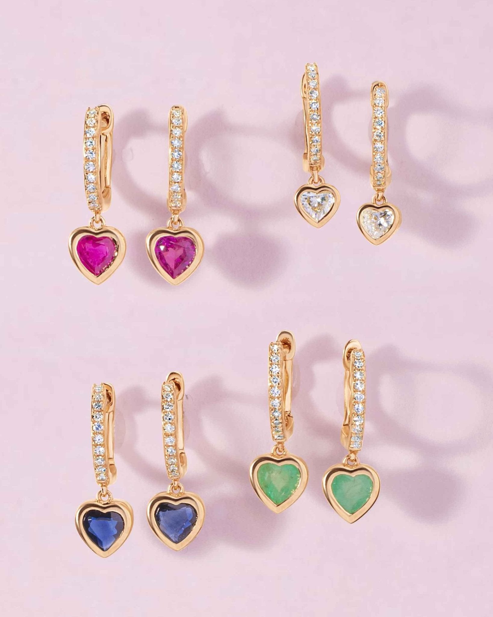 Gemstone Heart Shape Huggies - Sparkle Society