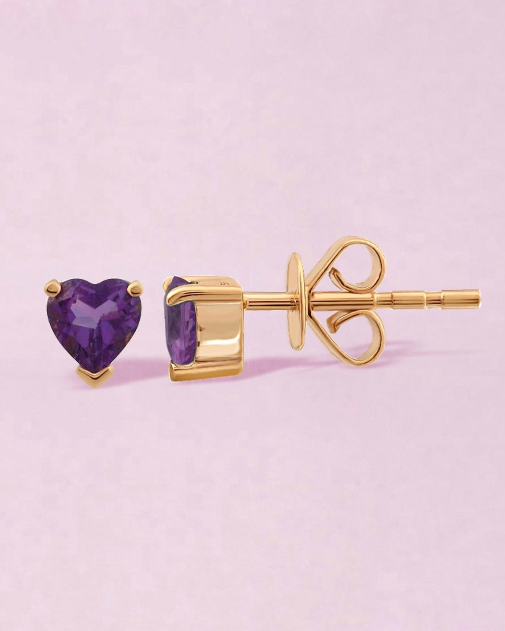 Gemstone Heart Shape Stud Earrings - Sparkle Society