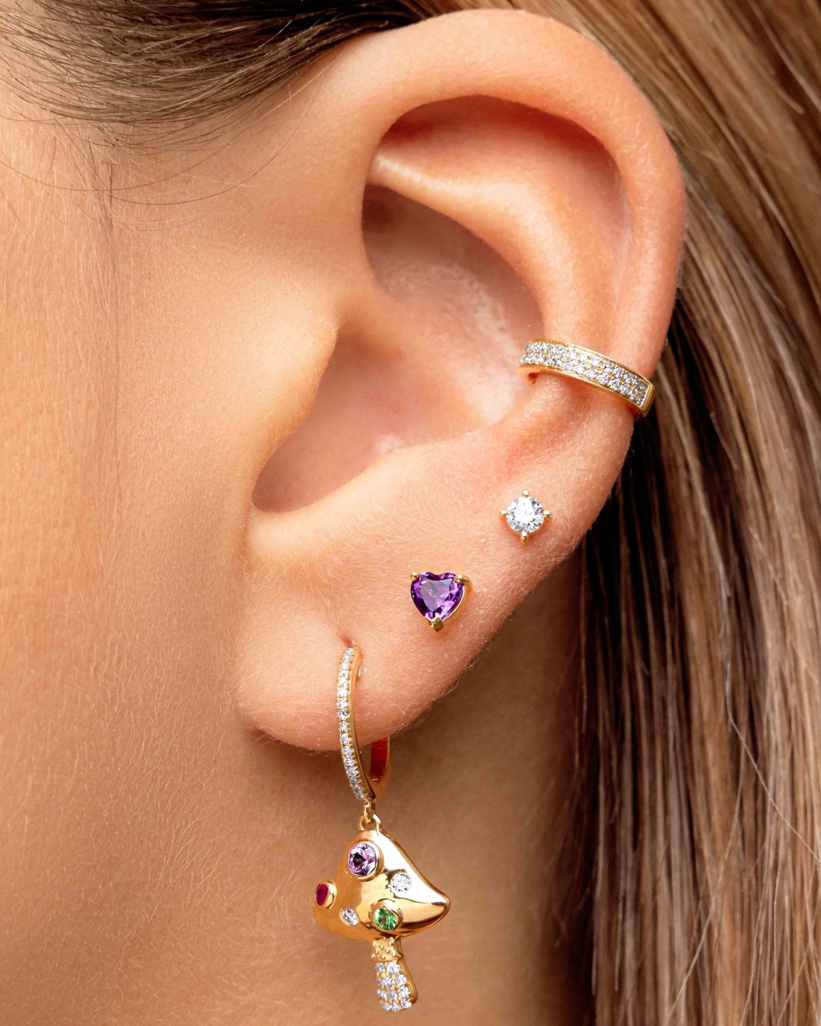 Gemstone Heart Shape Stud Earrings - Sparkle Society