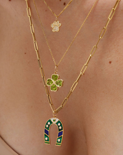 Gemstone Horseshoe Necklace Charm - Sparkle Society