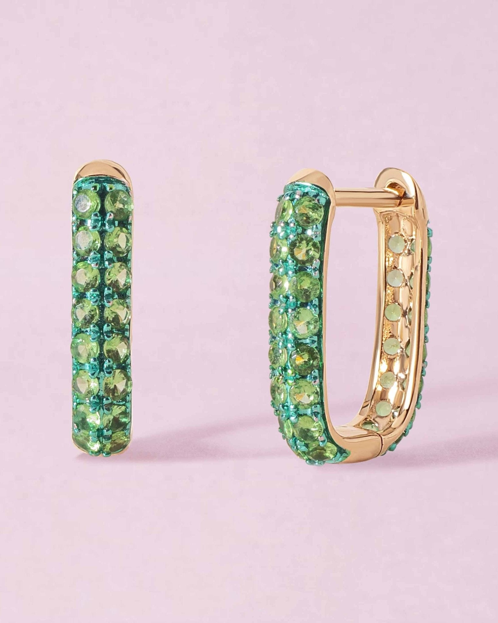 Gemstone Rectangular Dome Hoops - Sparkle Society