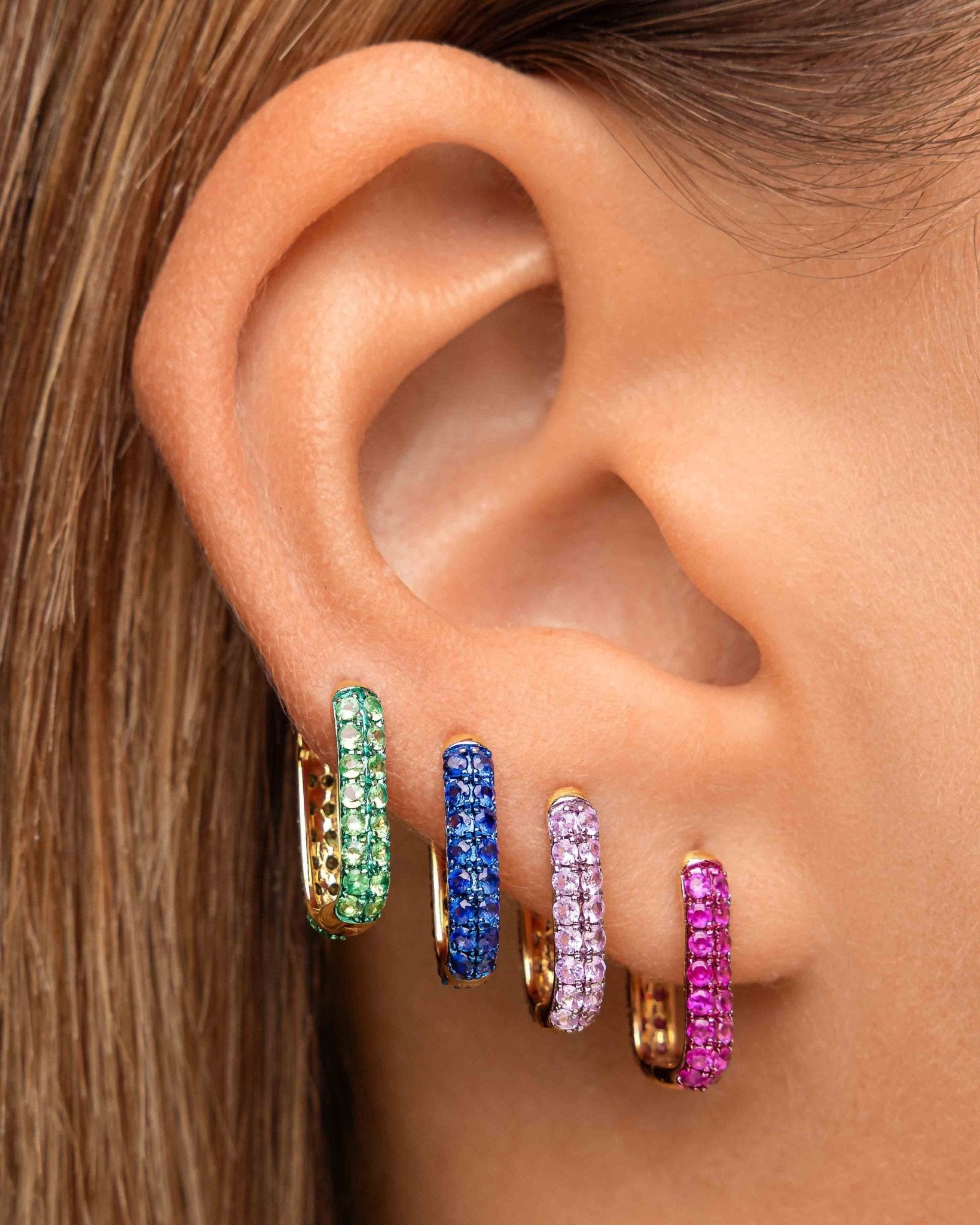 Gemstone Rectangular Dome Hoops - Sparkle Society