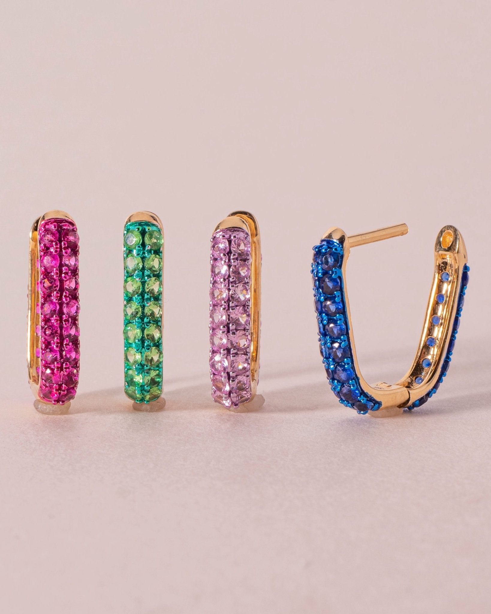 Gemstone Rectangular Dome Hoops - Sparkle Society