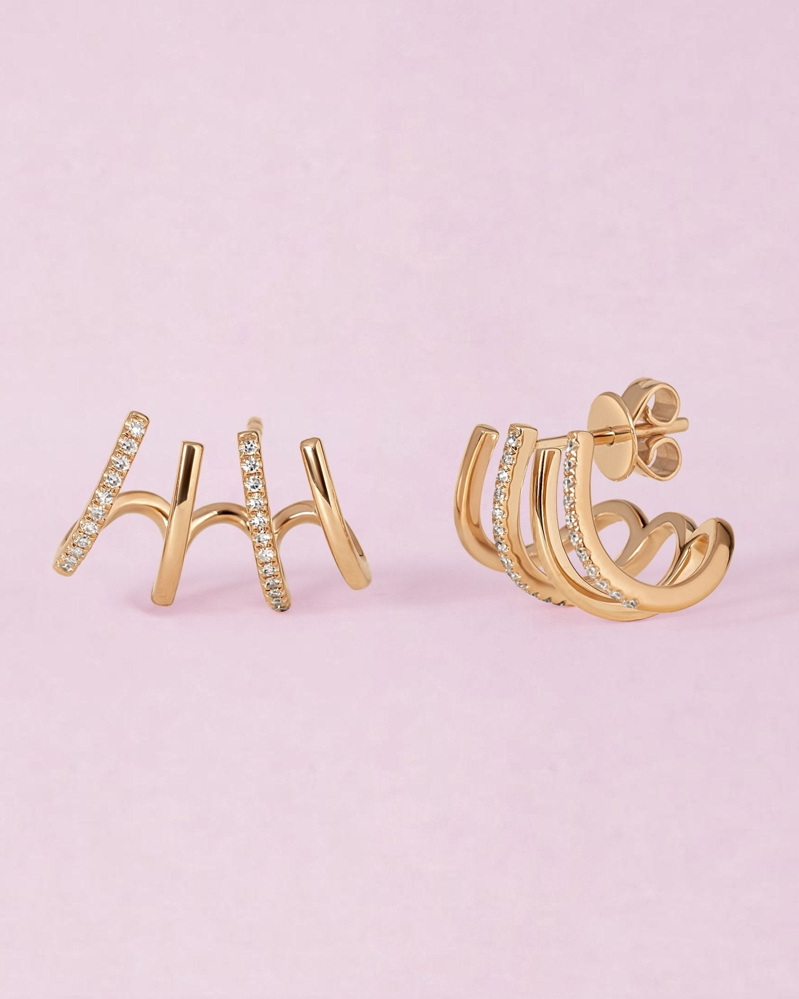 Gold And Diamond Caged Studs - Sparkle Society