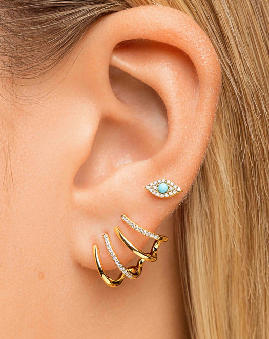 Gold And Diamond Caged Studs - Sparkle Society