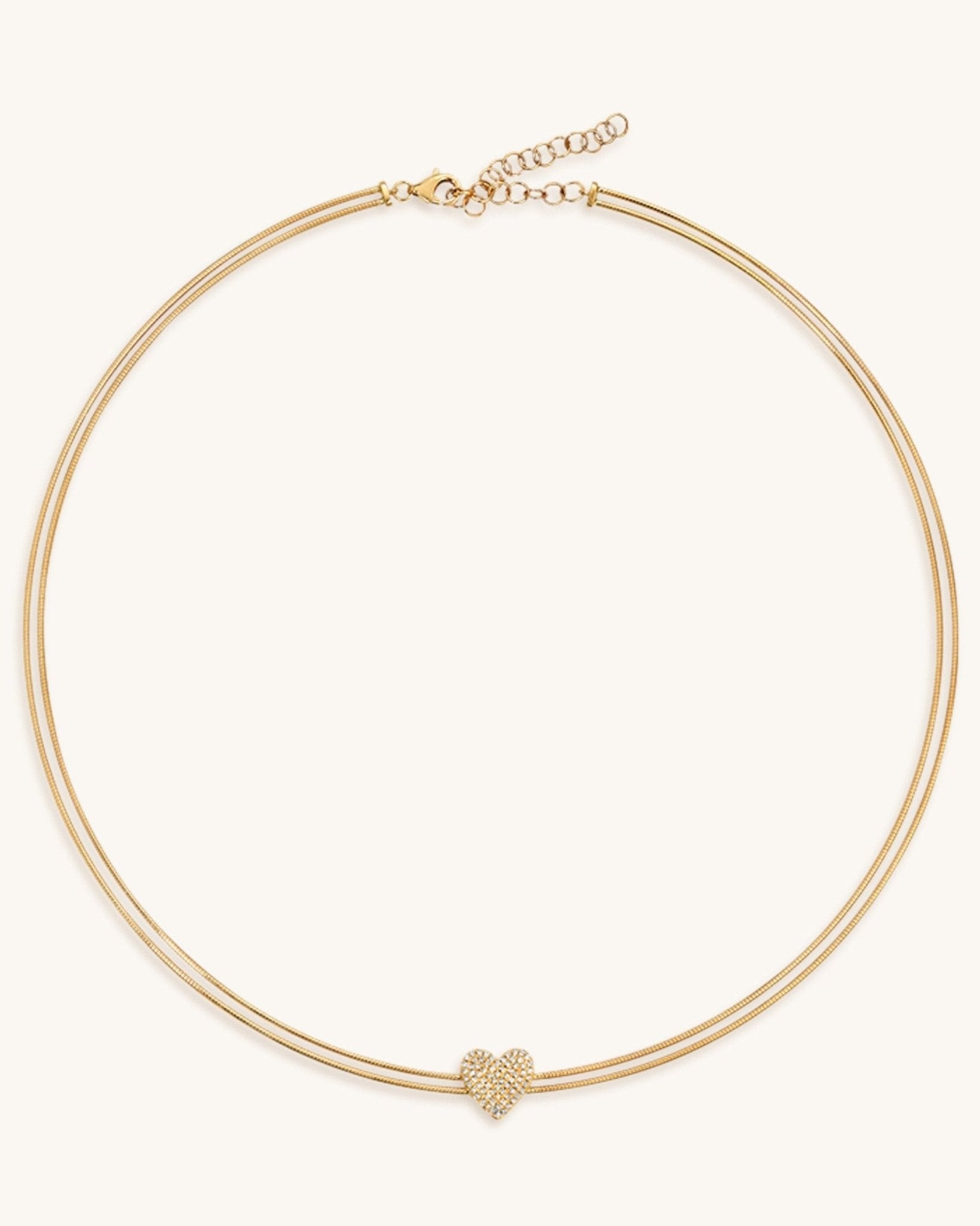 Gold and Diamond Heart Omega Necklace - Sparkle Society