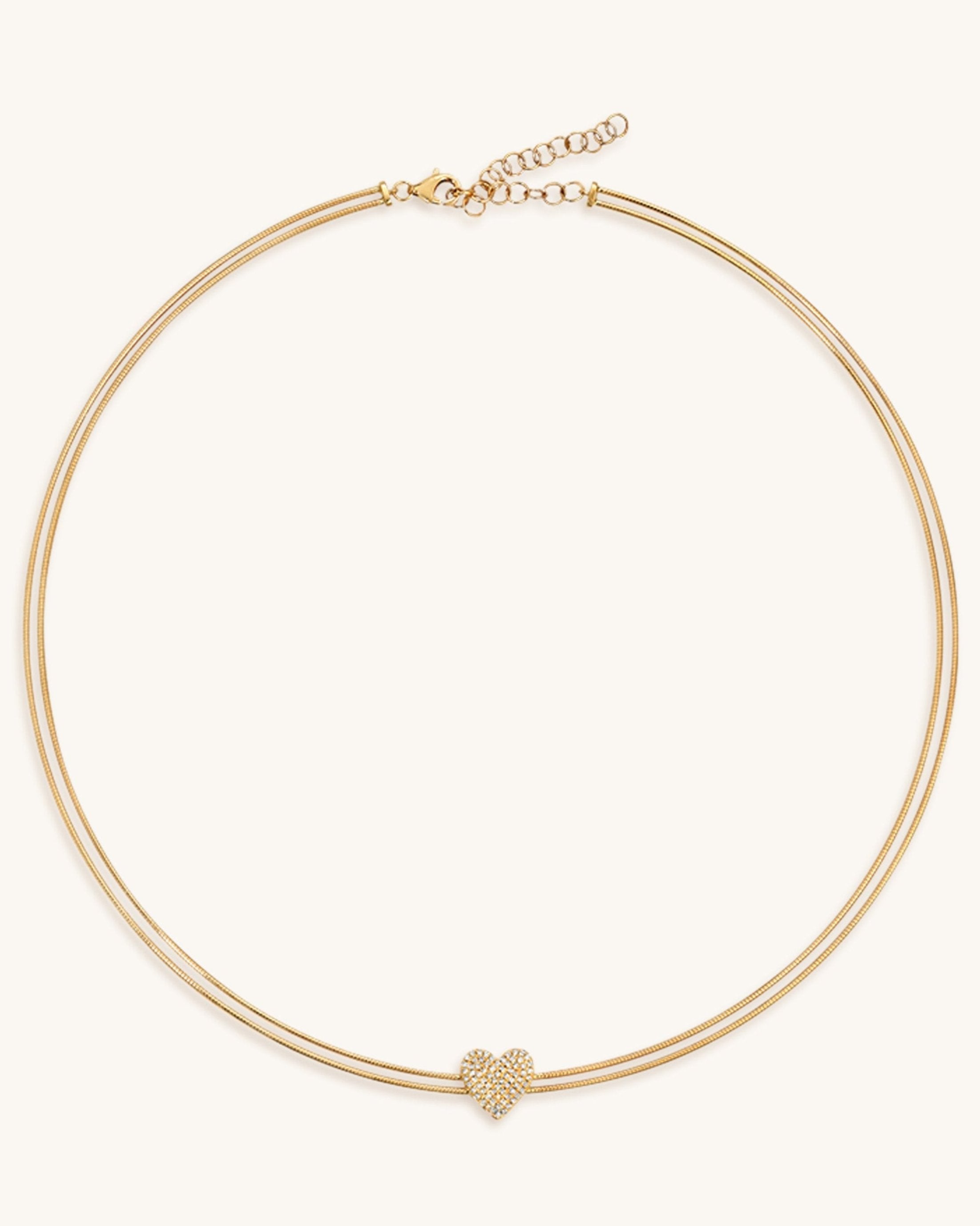 Gold and Diamond Heart Omega Necklace- Sparkle Society