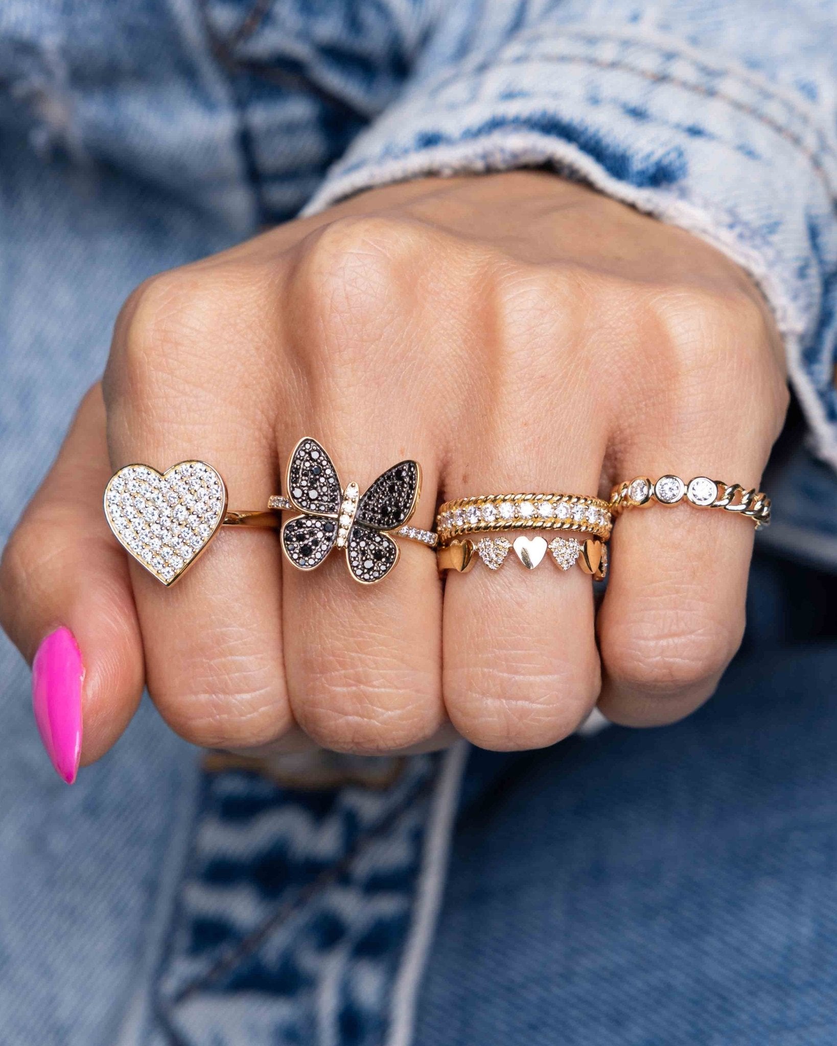 Gold And Diamond Heart Ring - Sparkle Society