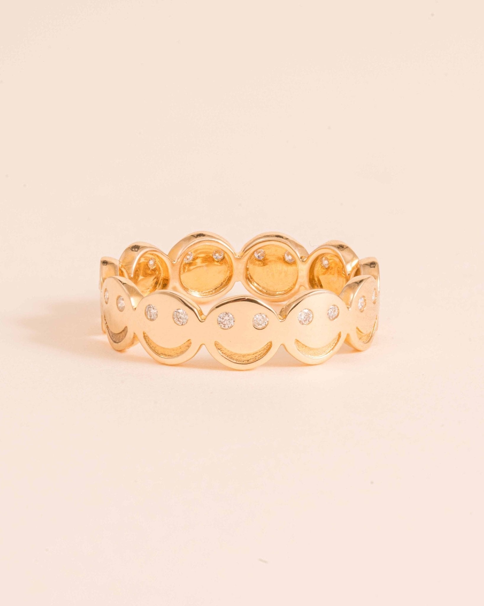 Gold and Diamond Multi Smiley Face Ring - Sparkle Society