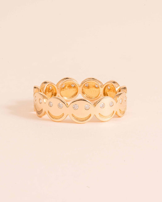 Gold and Diamond Multi Smiley Face Ring - Sparkle Society
