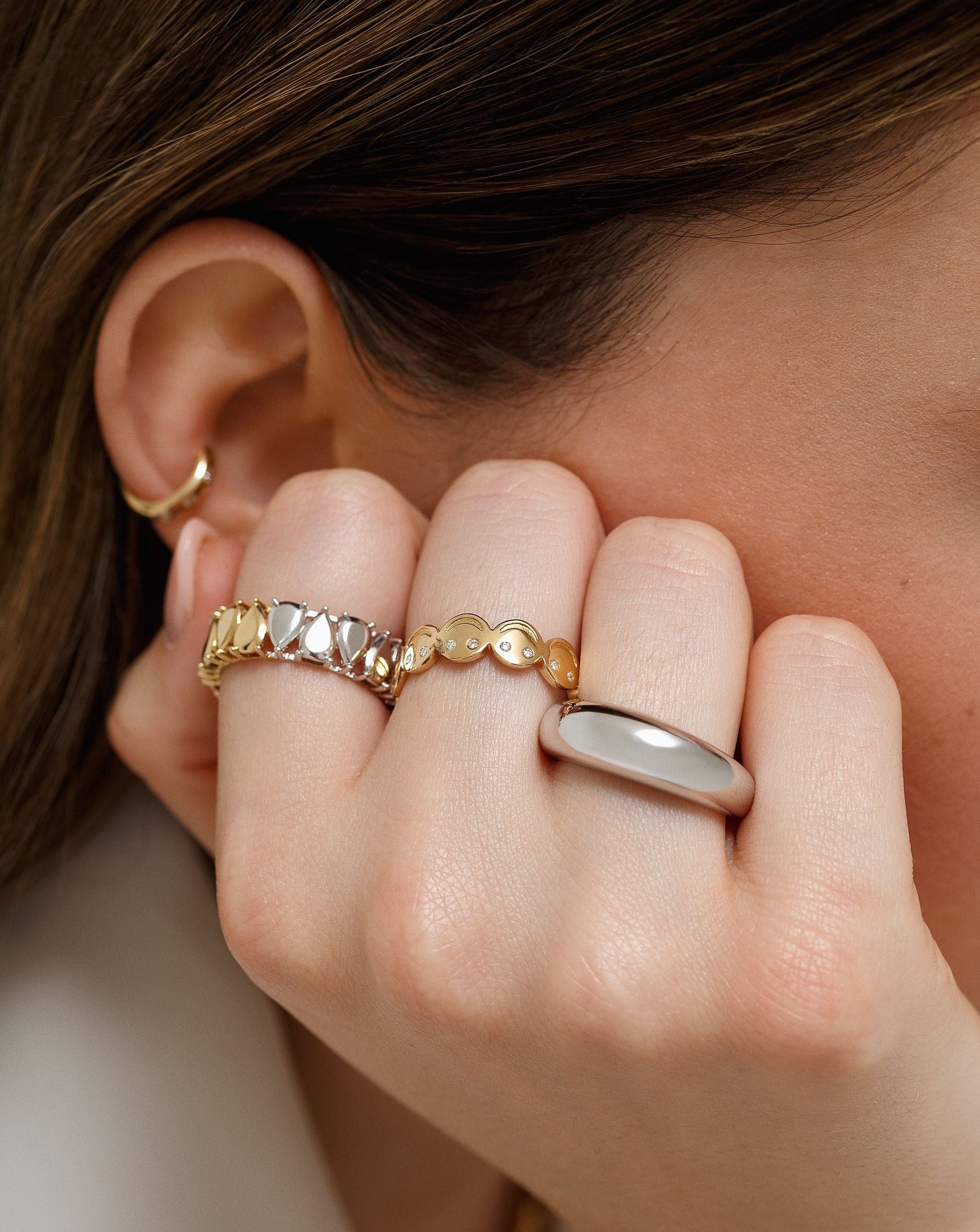 Gold and Diamond Multi Smiley Face Ring - Sparkle Society