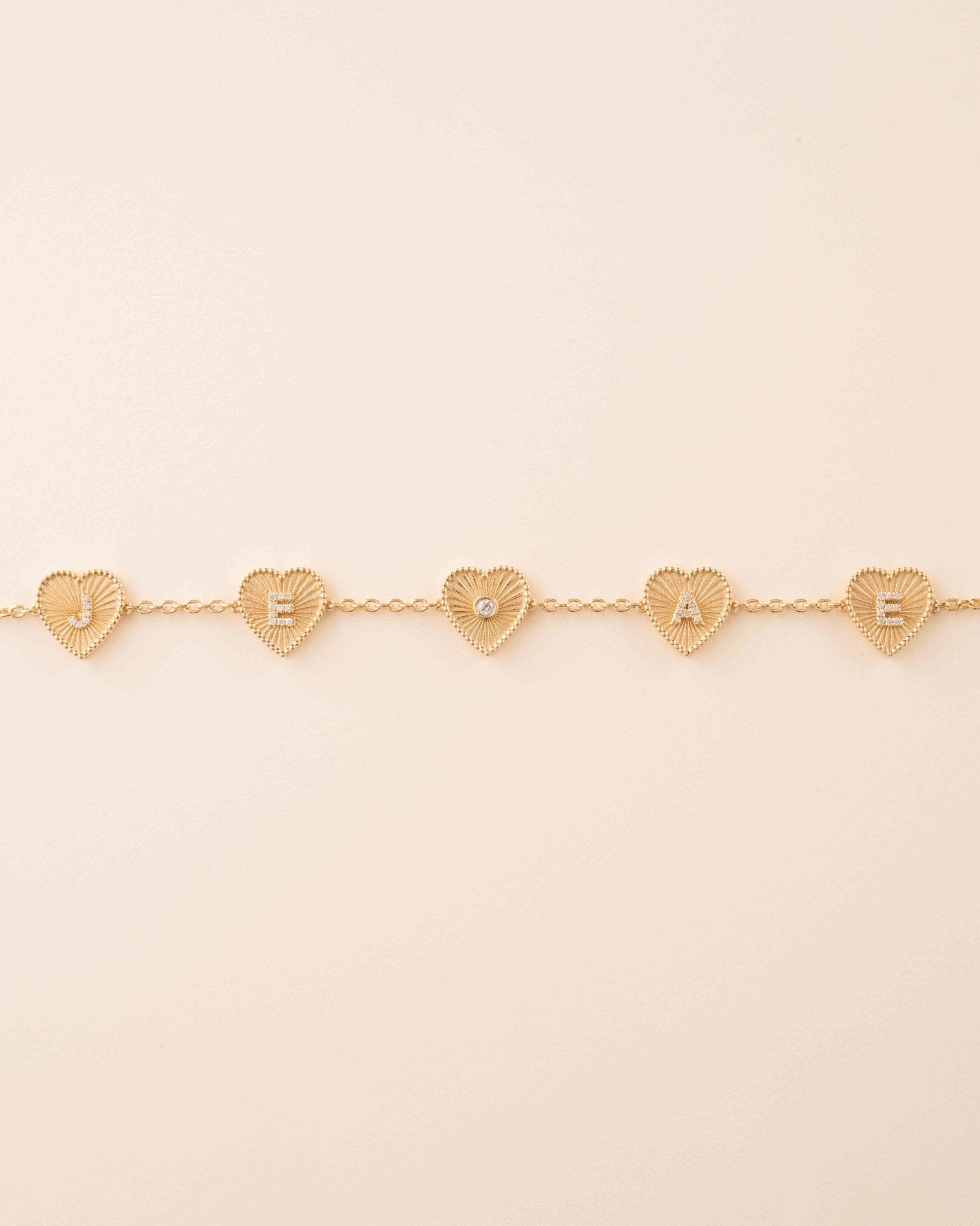 Gold And Diamond Radiant Custom Hearts Bracelet - Sparkle Society