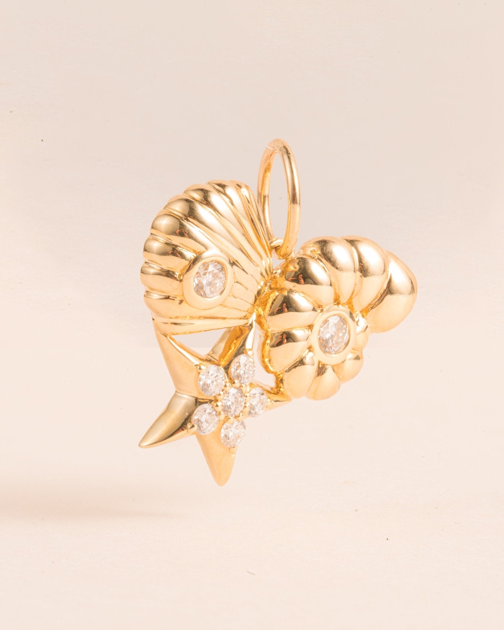 Gold and Diamond Seashell Cluster Necklace Charm - Sparkle Society