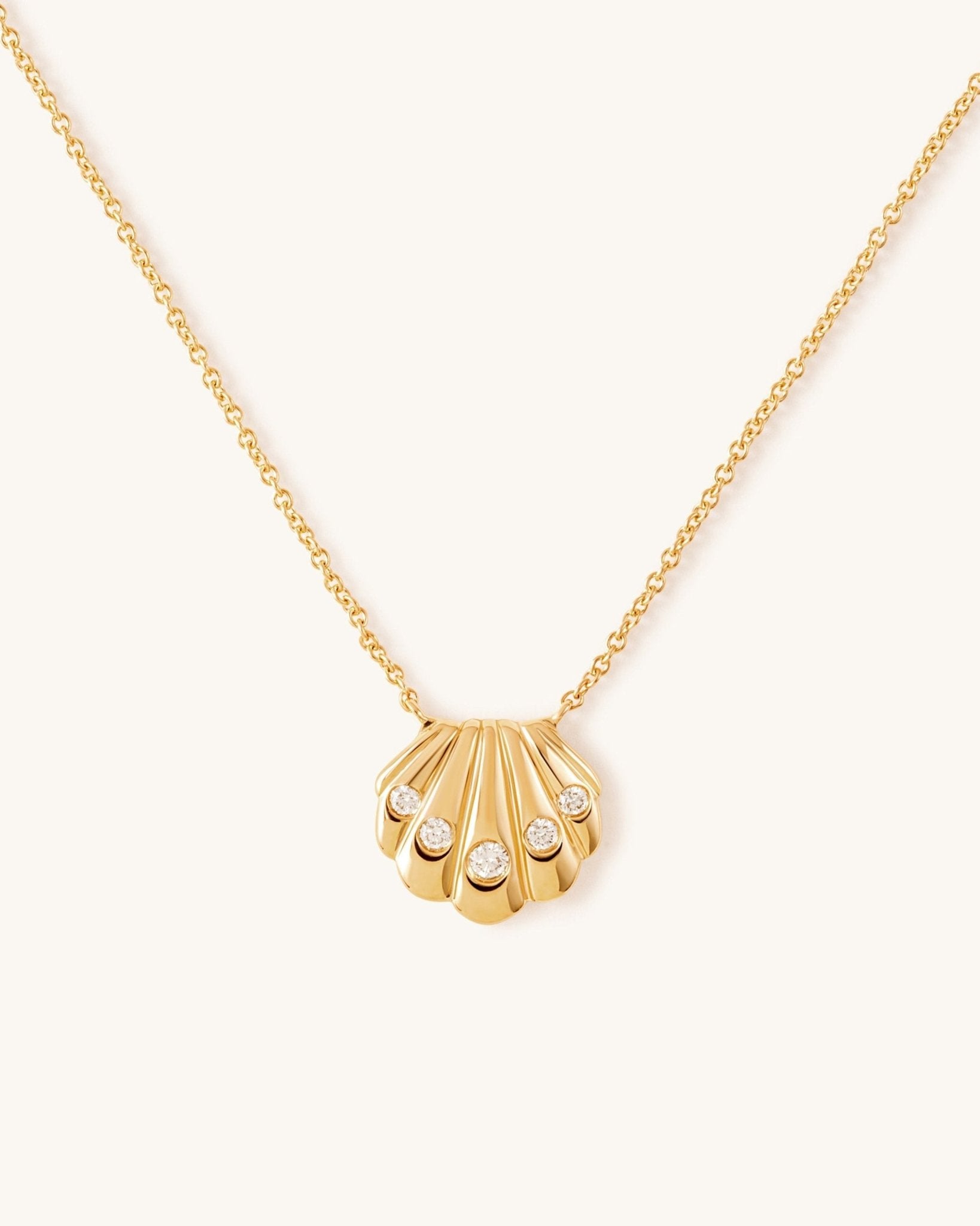 Gold and Diamond Seashell Necklace - Sparkle Society