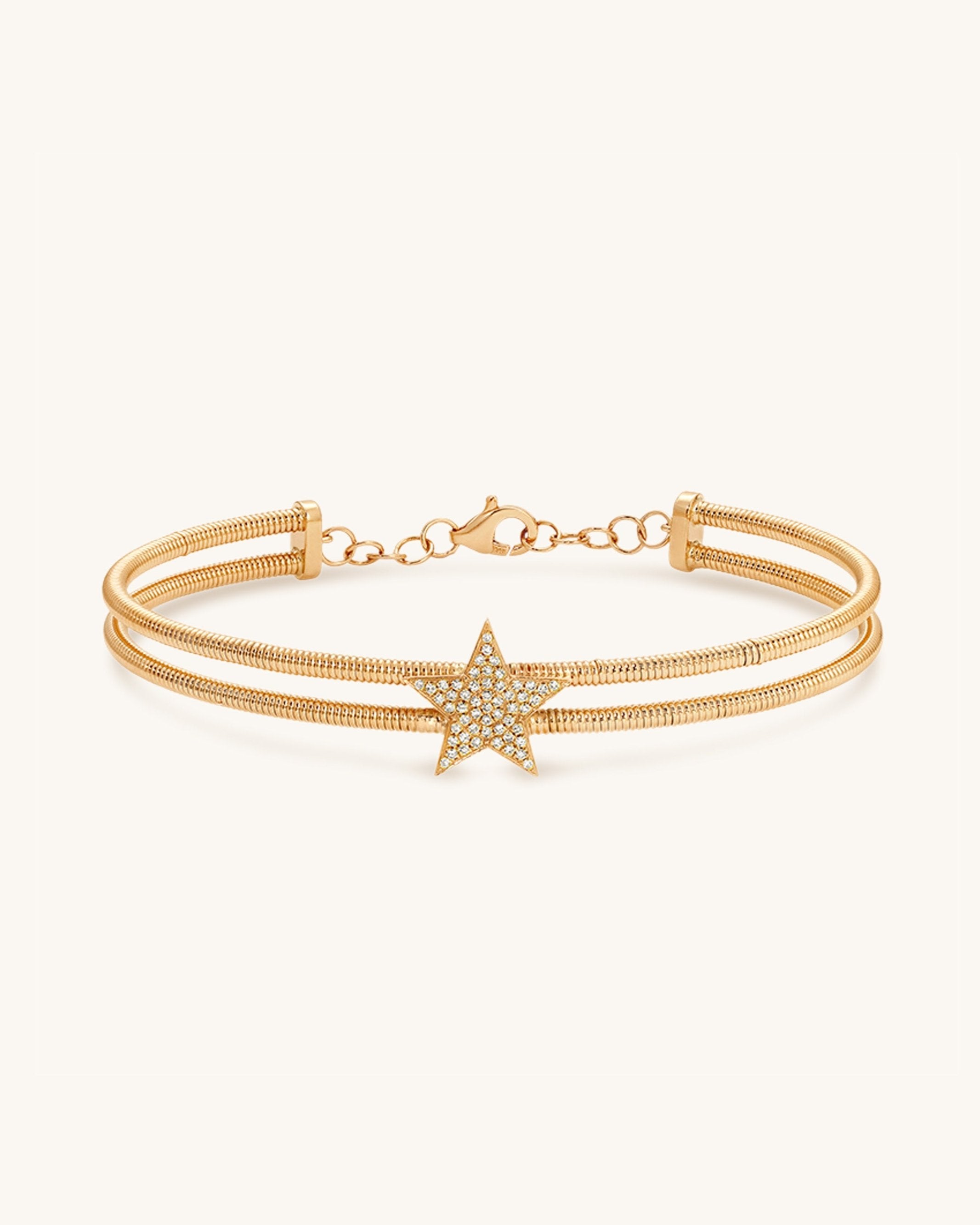 Gold and Diamond Star Omega Bracelet - Sparkle Society