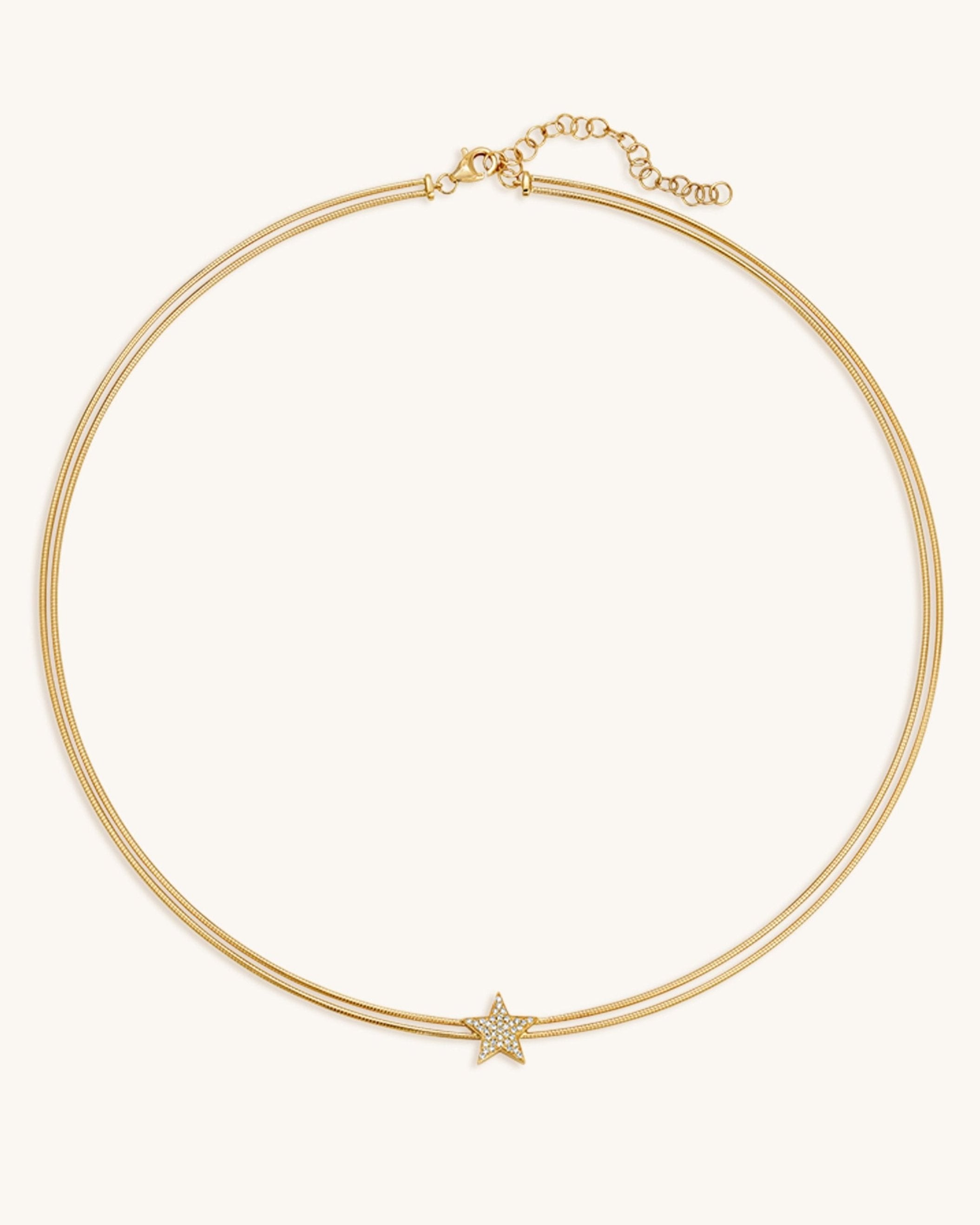 Gold and Diamond Star Omega Necklace - Sparkle Society