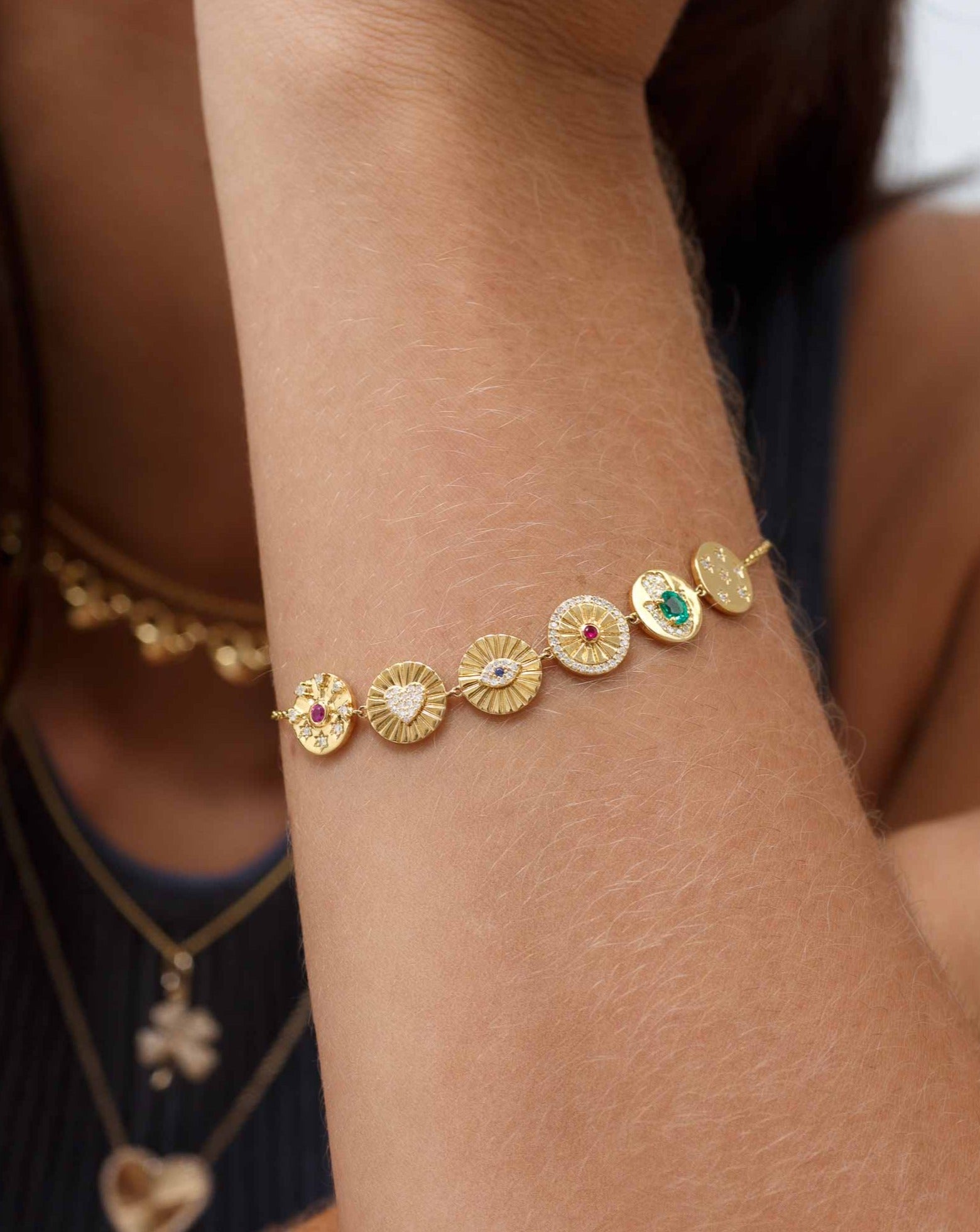 Gold and Gemstone Protection Bracelet - Sparkle Society