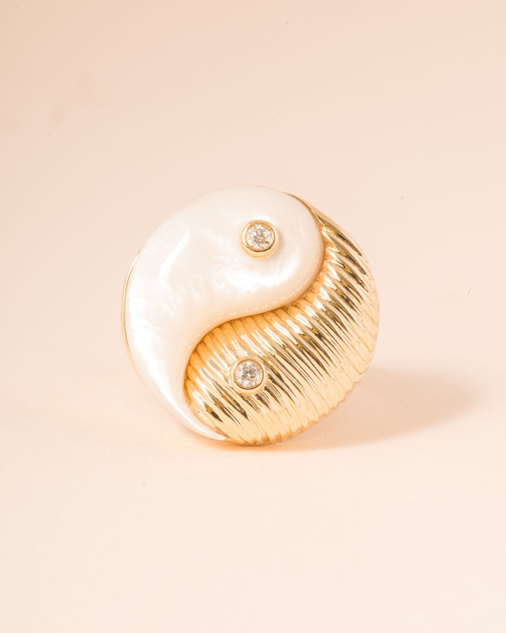 Gold And Mother Of Pearl Yin & Yang Ring - Sparkle Society