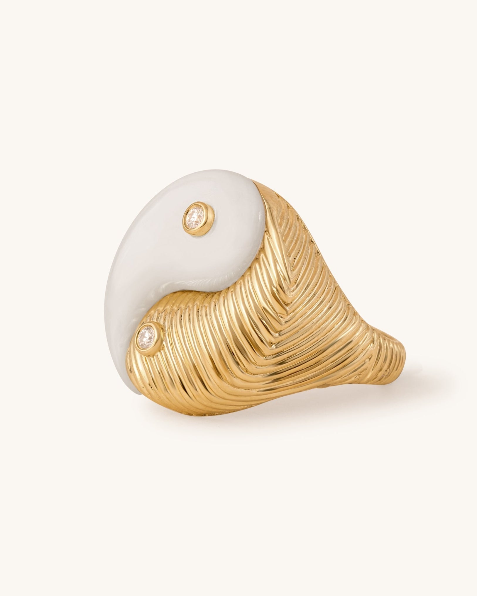 Gold And Mother Of Pearl Yin & Yang Ring - Sparkle Society