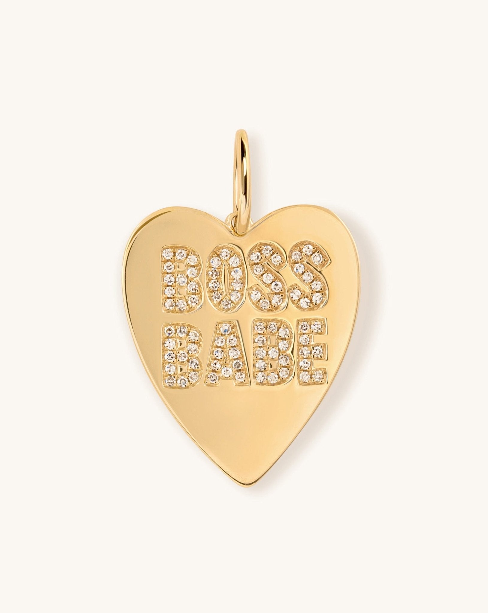 Gold & Diamond Boss Baby Hear Necklace Charm - Sparkle Society