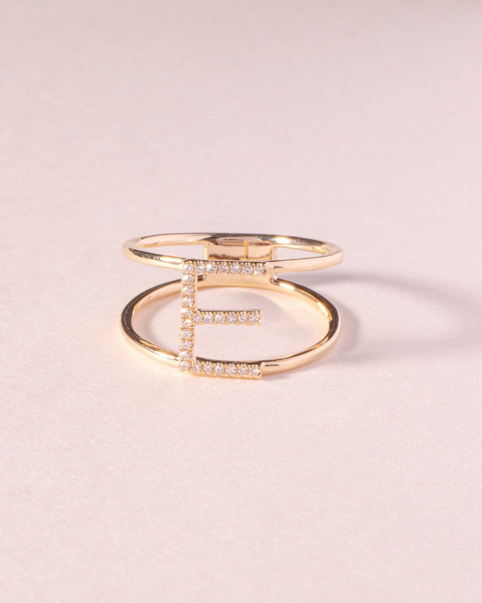 Gold Open Wire Diamond Initial Ring - Sparkle Society