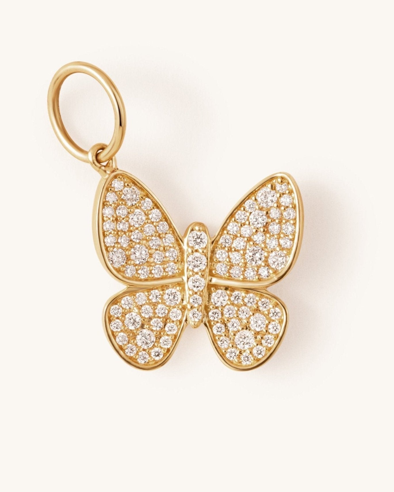 Gold Outline Diamond Butterfly Necklace Charm - Sparkle Society