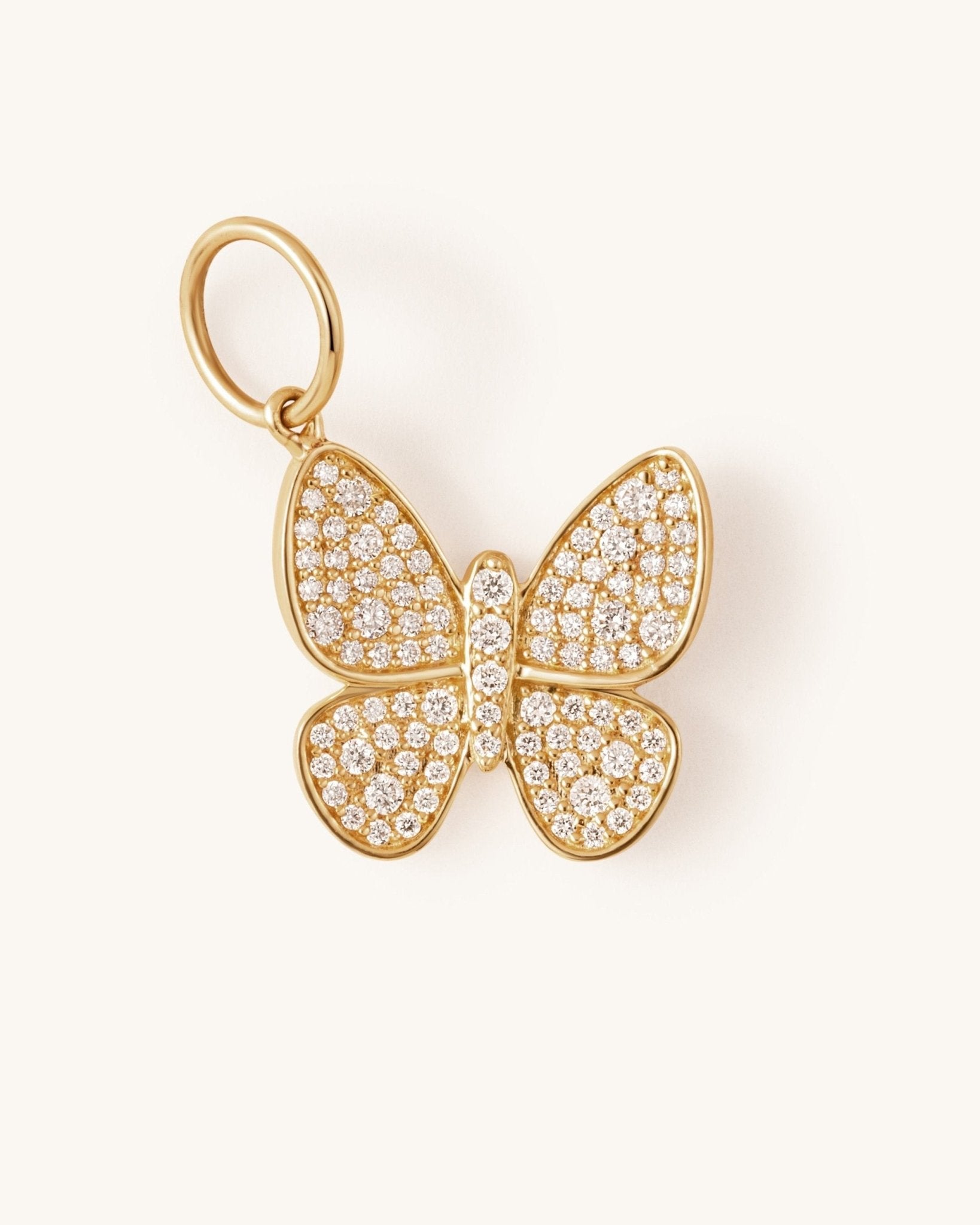 Gold Outline Diamond Butterfly Necklace Charm - Sparkle Society