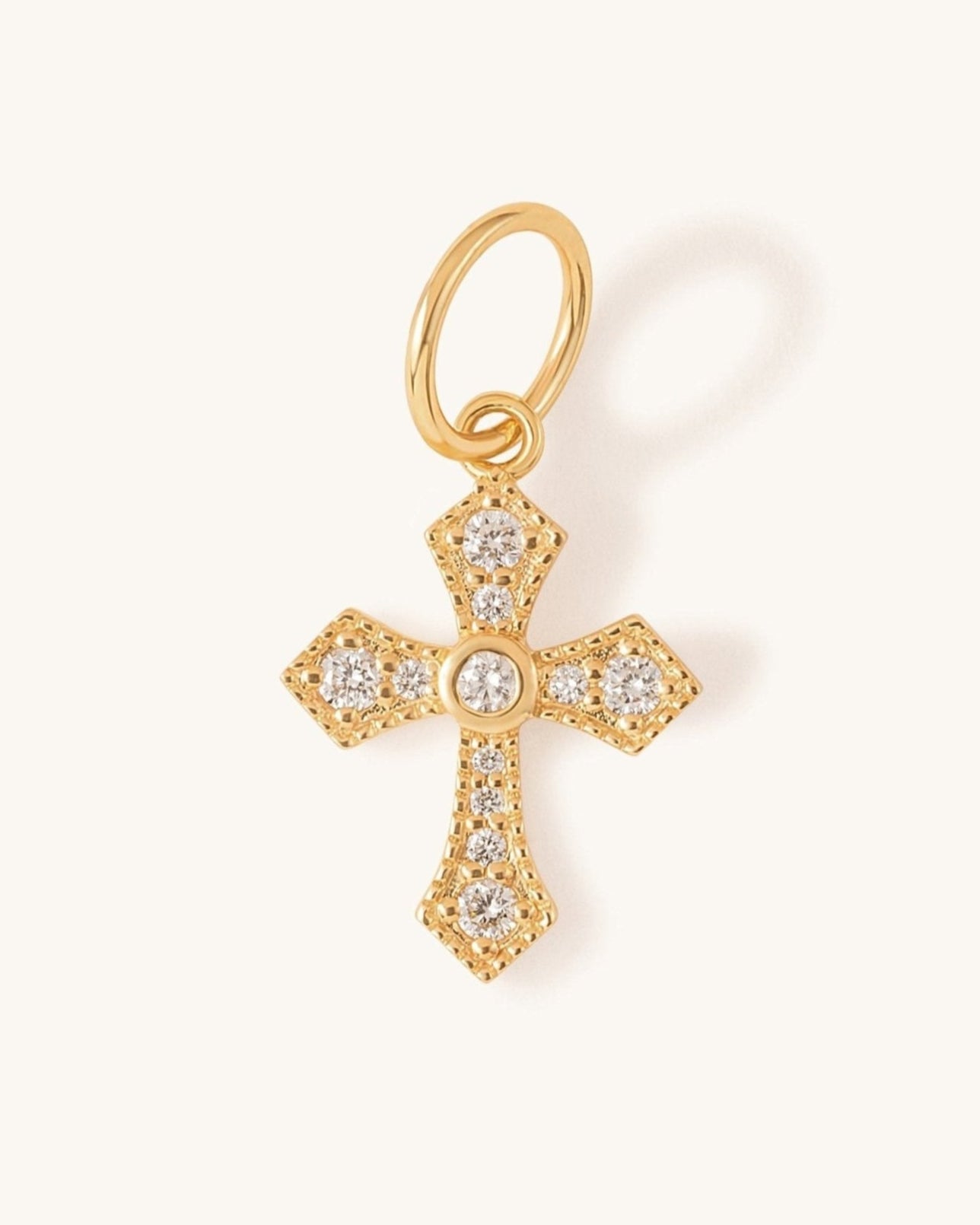 Gold Outline Diamond Cross Necklace Charm - Sparkle Society