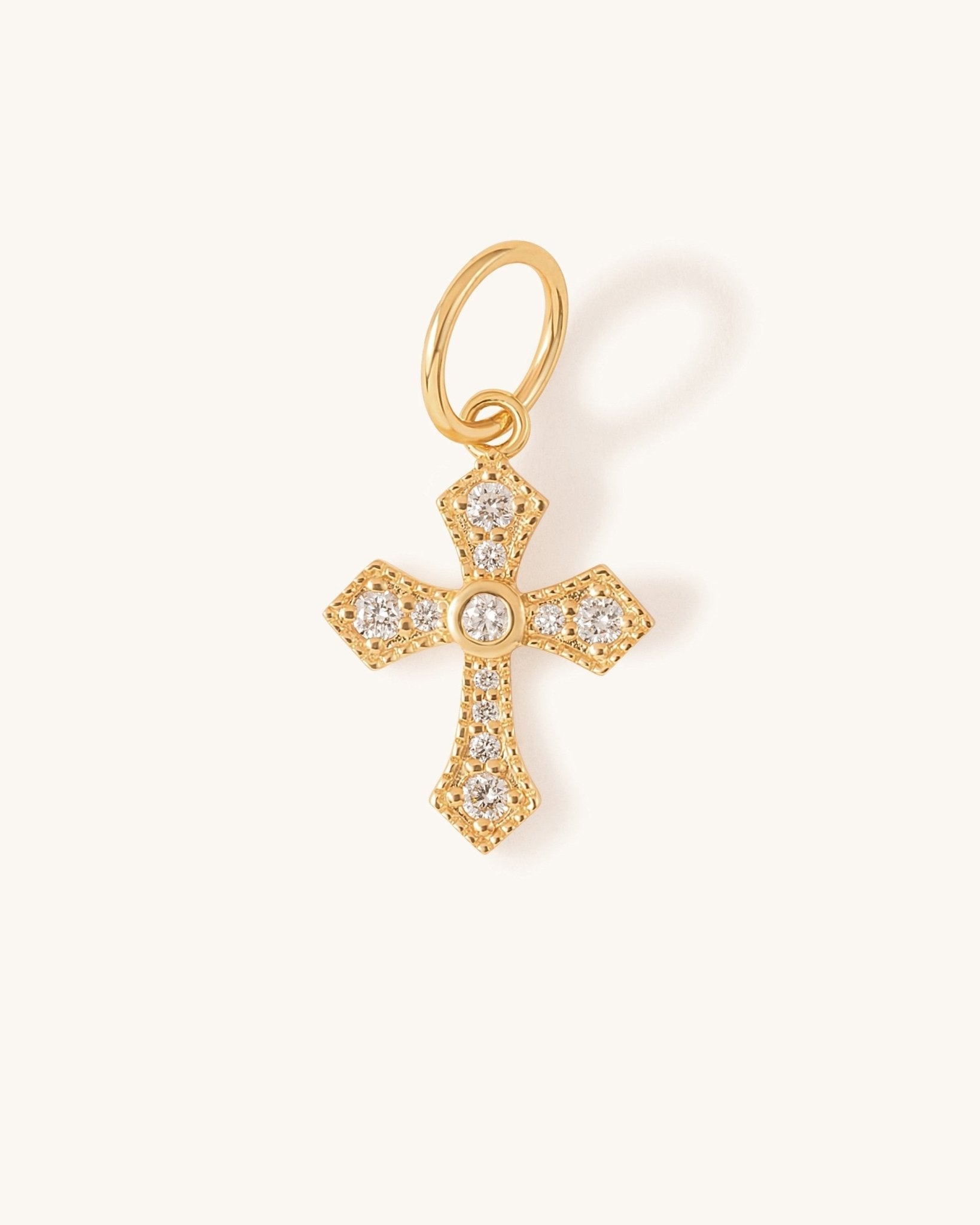 Gold Outline Diamond Cross Necklace Charm - Sparkle Society